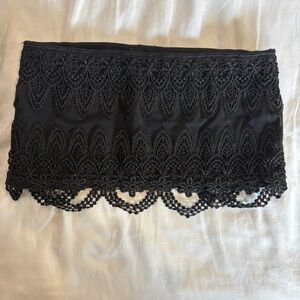 Black Lace Floral Corset Tube Top